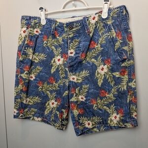 ABERCROMBIE & FITCH Men Hawaïen Short 100% Cotton Size 32 4 Pockets